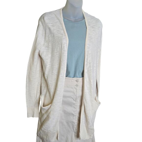 Madewell Womens Cardigan Sweater XS Summer Ryder in Stripe Pearl Ivory Pockets - Picture 5 of 9